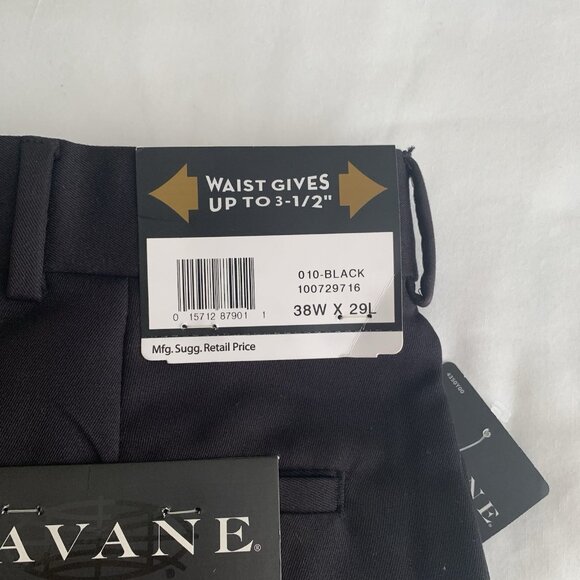 Savane Expandable Comfort Wrinkle Free Pleated Pants Black 38 x 29 - Picture 5 of 11